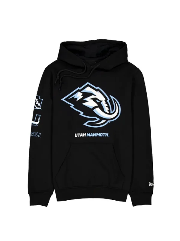 utah mammoth logo printed hoodie Utah Mammoth Logo Printed Black Hoodie Full Profile