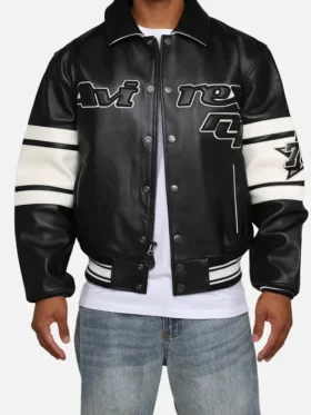 AVIREX Brooklyn Jacket front view showing front design, fit, and clean jacket detailing clearly