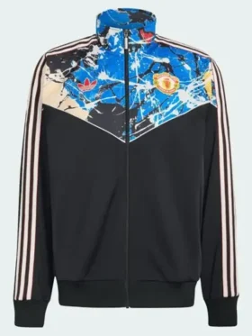 Direct front profile of the Adidas x The Stone Roses Track Jacket.
