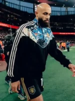 Profile angle of the Adidas x The Stone Roses Track Jacket.