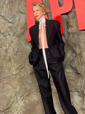 Apex Premiere Charlize Theron Black Blazer front view showing clean design and sharp fit