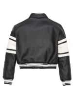 Avirex NY Womens Cropped Leather Jacket back view in black showing rear shape and smooth finish