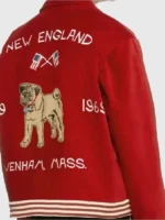 Back view of the iconic BTS V Bode Wenham Red Souvenir Jacket.