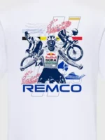 Rear design elements of the Bull BORA Hansgrohe Remco White T-Shirt.