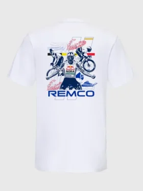 Clean back profile of the Bull BORA Hansgrohe Remco White T-Shirt.