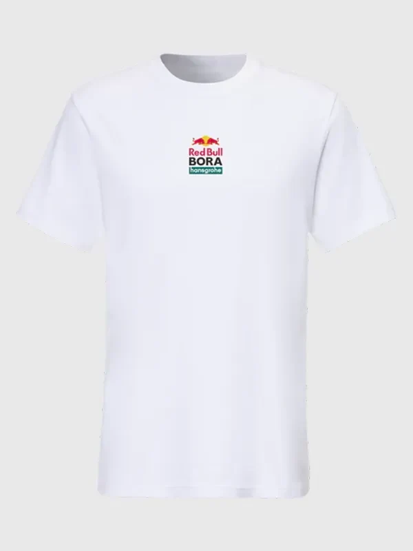 Bull BORA Hansgrohe Remco White T-Shirt Front View Front view of the Bull BORA Hansgrohe Remco White T-Shirt.