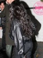 Charli XCX Black Leather Jacket Back View