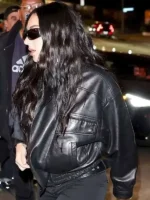 Charli XCX Black Leather Jacket Side Look