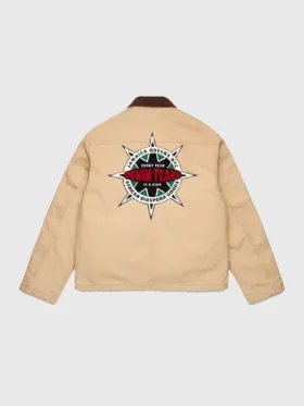 The rear view of the Denim Tears Tear Star Work Jacket showing the full layout of the star designs.