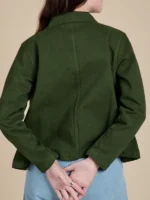 Rear view of the Evergreen Unisex Denim Work Jacket highlighting the uniform finish.