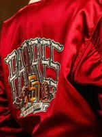 Artistic design perspective of the Diego Padres x Petco Park Satin Jacket.