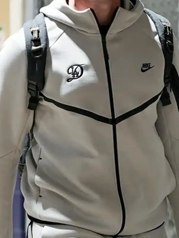 Dodgers 2026 Tech Fleece Jacket Front View Direct front view of the Dodgers 2026 Tech Fleece Jacket.