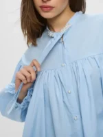 Close-up of the fabric on the Emma Sidi Baby Blue Blouse.