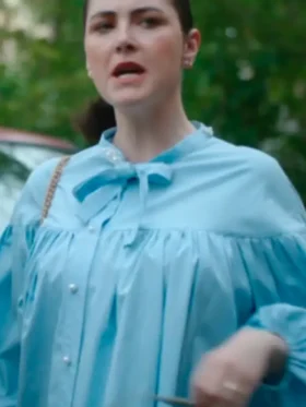 Front view of the classic Emma Sidi Baby Blue Blouse.