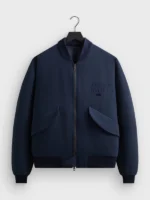 Lifestyle perspective of the Giorgio Armani Kith New York Knicks Bomber Jacket.
