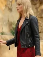 Lateral profile showing the Greta Heaven Belfast Black Jacket silhouette.