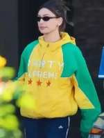 Hailey Bieber Marty Supreme Jacket front view showing the front design, fit, and clean detailing