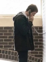 Half Man Mitchell Robertson Black Jacket back side view showing rear angle, shape, and smooth finish