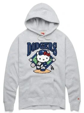 Direct front look at the Hello Kitty x Los Angeles Dodgers Hoodie.