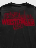 Detailed back design of the IShowSpeed x WrestleMania Black T-Shirt.
