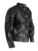 A complete lifestyle shot of the Jaafar Jackson Michael Black Belted Leather Jacket showcasing its overall powerful aesthetic.