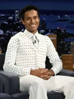 Jaafar Jackson Tonight Show White Vest Side View