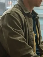 Jamie Bell Half Man Green Jacket close-up view showing texture, stitching, and fine design detail