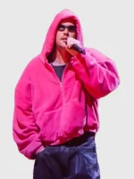Justin Bieber Coachella Pink Hoodie Front View
