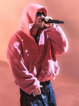 Justin Bieber Coachella Pink Hoodie Side View