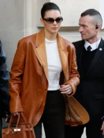 Kendall Jenner Double Layered Leather Blazer front view showing clean design and sharp fit