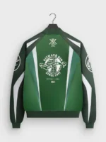 Kith Roy Racing Nylon Bomber Jacket design view showing close up stitching and racing construction