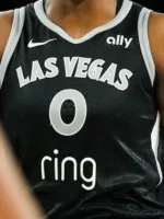 Macro shot of the Las Vegas Aces Jackie Young Black Jersey material.