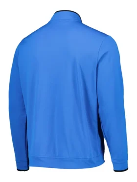 Clean rear perspective of the Leeds United Adidas Golf Zip Pullover.