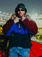 The front profile of the Lewis Hamilton Tokyo Jacket showing the structured collar and streamlined front closure.