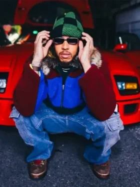 A full lifestyle look of the Lewis Hamilton Tokyo Jacket featuring a modern urban aesthetic inspired by Japanese street fashion.