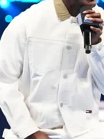 Macro shot of the Lil Yachty Smackdown White Cotton Jacket material.