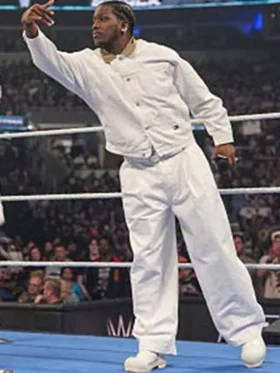 Lifestyle perspective of the Lil Yachty Smackdown White Cotton Jacket.