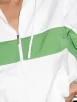 Close-up of the front closure on the Lisa Cahue Miami Open Jacket.