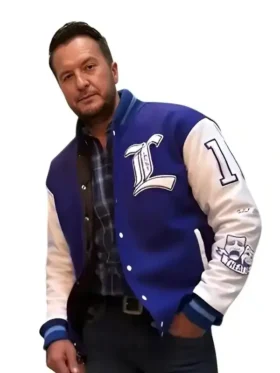 Luke Bryan American Idol 2026 Varsity Jacket front view showing front design and clean varsity detail