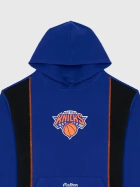 Close-up of the fabric on the Malbon x Knicks Borough Hoodie.