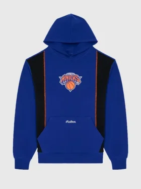 Front view of the classic Malbon x Knicks Borough Hoodie.
