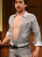 A full-length lifestyle profile of the Marcello Hernandez Sequin Jumpsuit showcasing its brilliant shine and tailored fit.