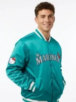 Direct front profile of the Mariners Hello Kitty Jacket.