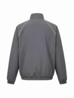 A stylish rear perspective of the Marty Supreme Gray Track Jacket highlighting its athletic build.
