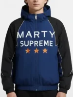 Marty Supreme Hooded Jacket front view showing full silhouette and clean hooded jacket finish