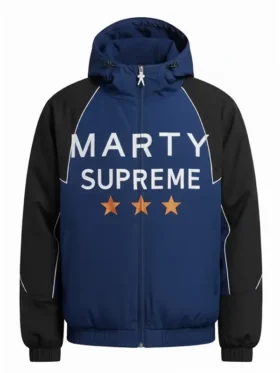 Marty Supreme Hooded Jacket view look showing full styled outfit and wearable street appeal