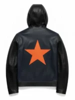 Marty Supreme Hooded Leather Jacket back view showing rear shape, hood structure, and clean finish