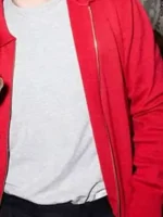 Marty Supreme Josh Hutcherson Jacket close-up view showing the material texture, stitching, and fine details