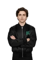 Marty Supreme Satin Jacket front view showing full silhouette and glossy satin colorway finish