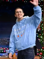 Marty Supreme Timothée Chalamet Blue Jacket full view showing overall design, fit, and modern streetwear style